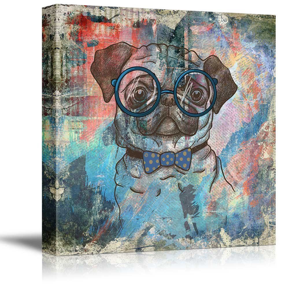 Wall26 Square Dog Series Canvas Wall Art – Vintage Style Colorful In Latest Dog Wall Art (View 10 of 20)