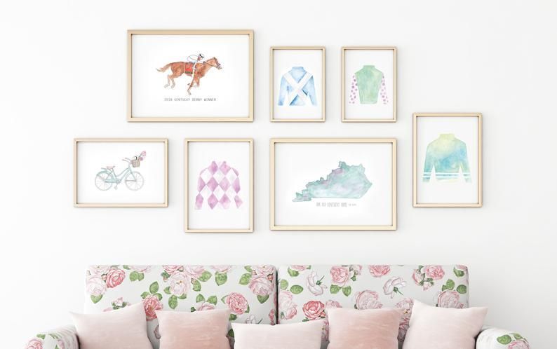 Watercolor Jockey Silk Wall Art Kentucky Derby Decorations | Etsy With Recent Derby Wall Art (View 6 of 20)