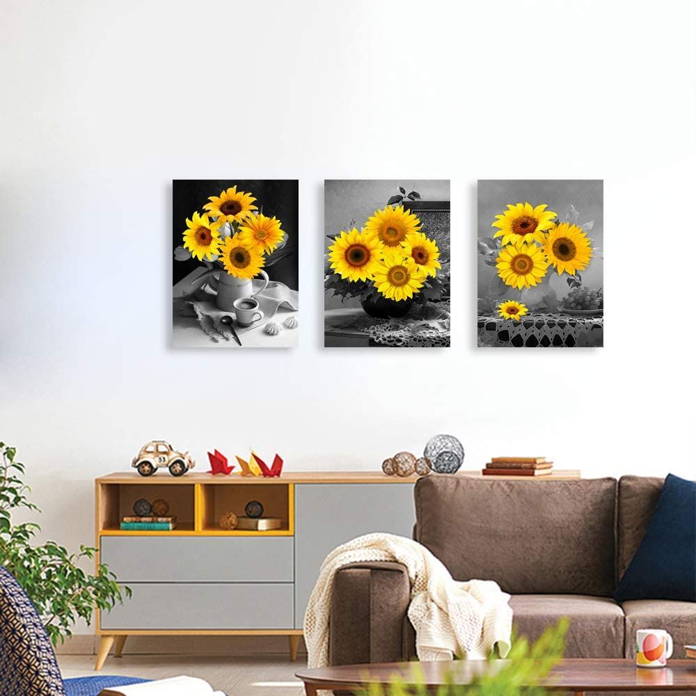 Wendana Canvas Wall Art For Living Room Bathroom Wall Decor For Bedroom Throughout Most Recently Released Sunflower Metal Framed Wall Art (View 18 of 20)