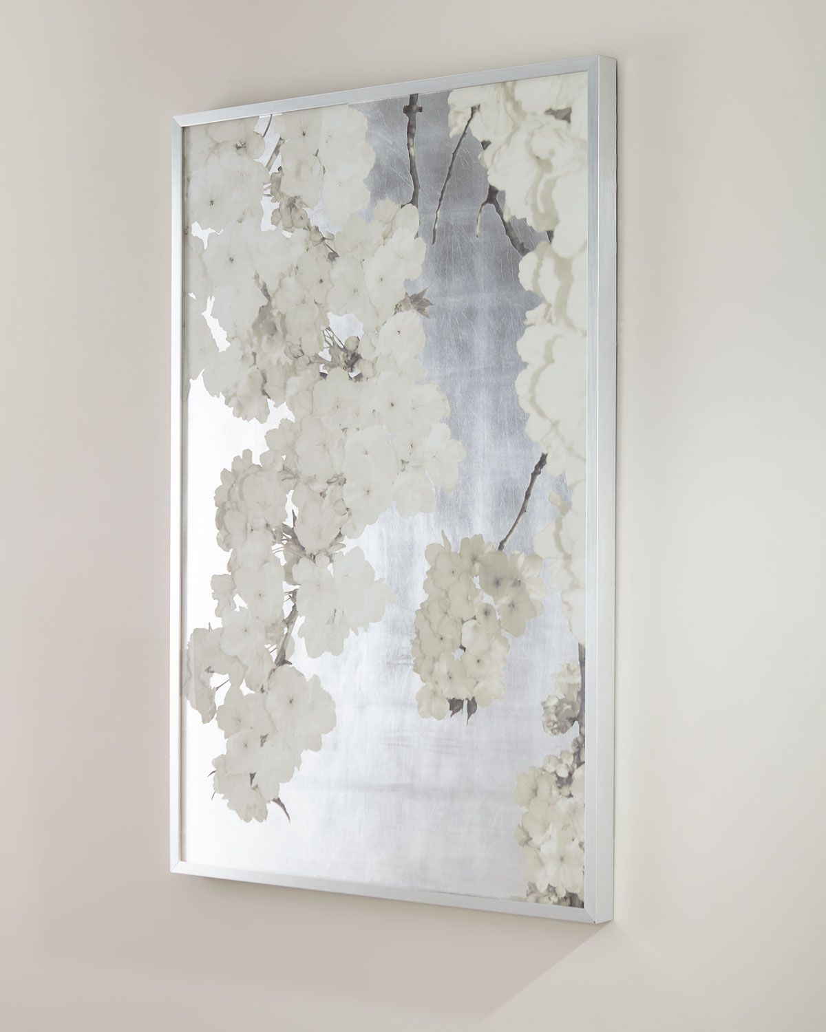 "white Blossoms On Silver" Giclee Wall Art | Wall Art Diy Bedroom Within Most Recent Silver Flower Wall Art (View 5 of 20)