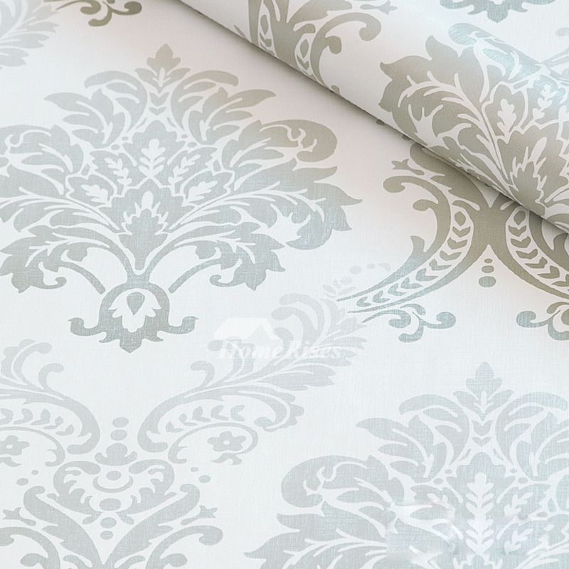 White Wallpaper Floral Damask Pvc Discount Beautiful Art Decor Regarding Most Recently Released Damask Wall Art (View 13 of 20)