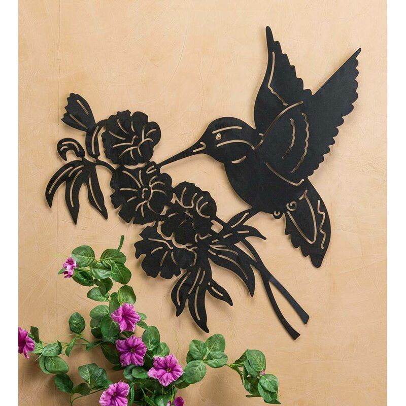 Wind & Weather Hummingbird And Flower Silhouette Metal Wall Décor With Regard To 2018 Silhouette Wall Art (View 8 of 20)