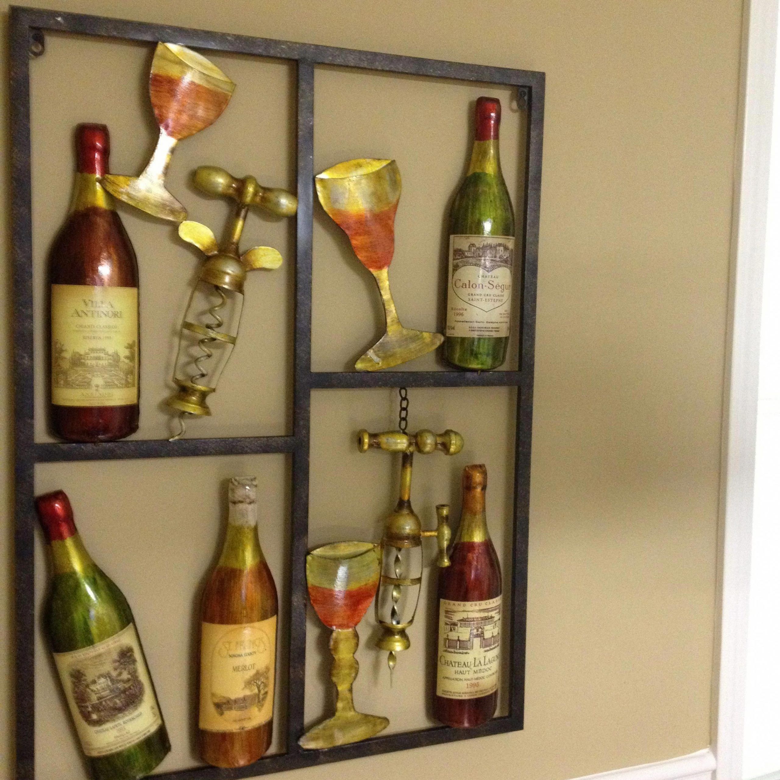 Wine Metal Wall Art For The Kitchen #tuscandecor | Wine Decor Kitchen For Latest Wine Wall Art (View 4 of 20)