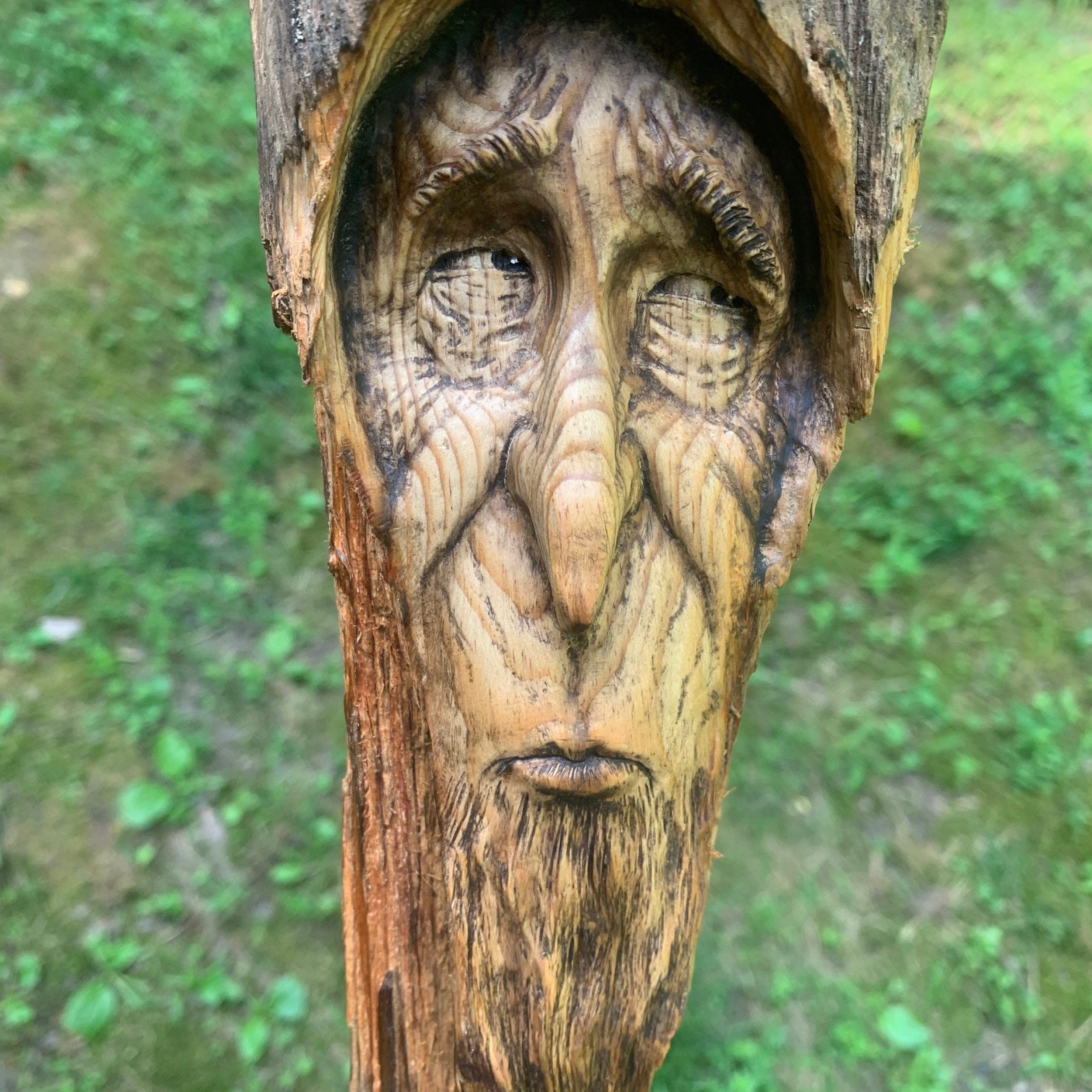 Wood Carving, Wood Spirit Carving, Wood Wall Art, Hand Carved Wood Art With 2018 Branches Wood Wall Art (View 20 of 20)