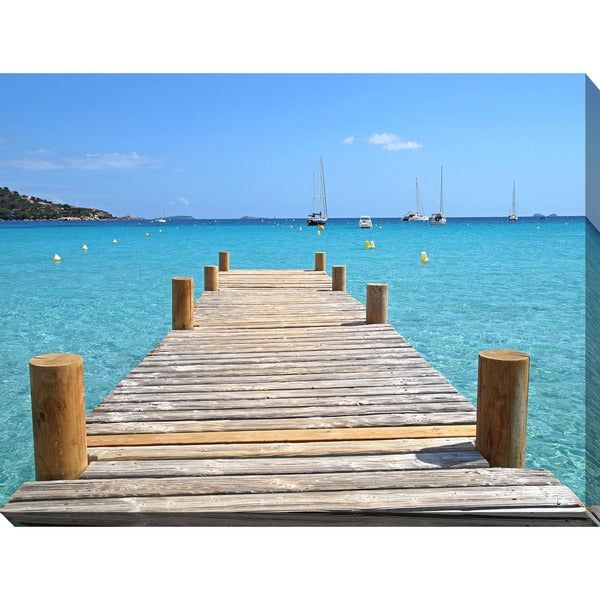 "wood Pier On The Beach" Giclee Print Canvas Wall Art – Overstock Inside Latest Pier Wall Art (View 14 of 20)