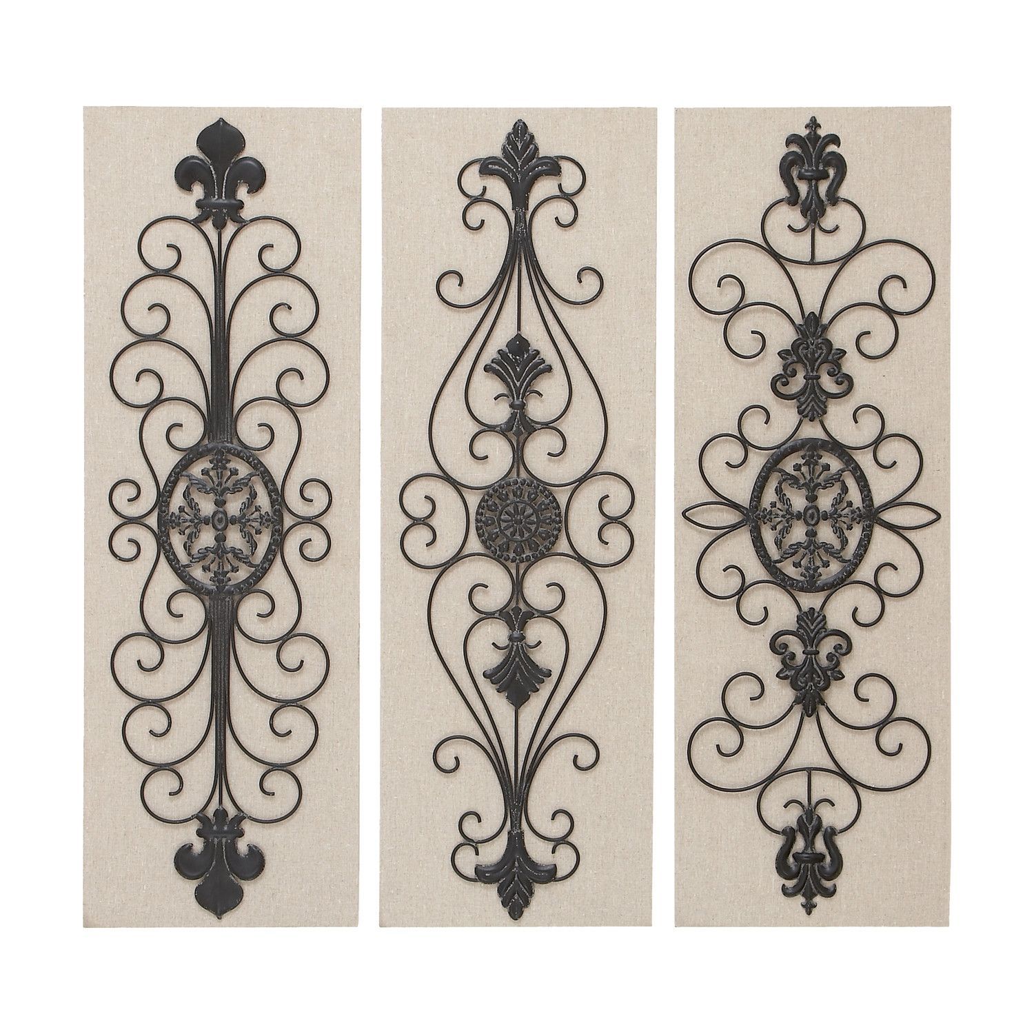 Woodland Imports 3 Piece Wall Décor Set | Iron Wall Decor, Metal Decor With Recent 3 Piece Metal Wall Art Set (View 14 of 20)