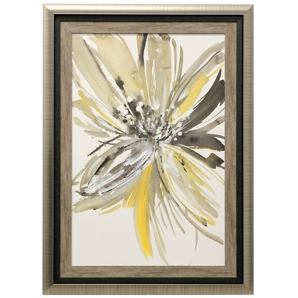 Yellow And Gray Floral Framed Art Print From Kirkland's | Grey Wall Art For Recent Yellow Bloom Wall Art (View 14 of 20)