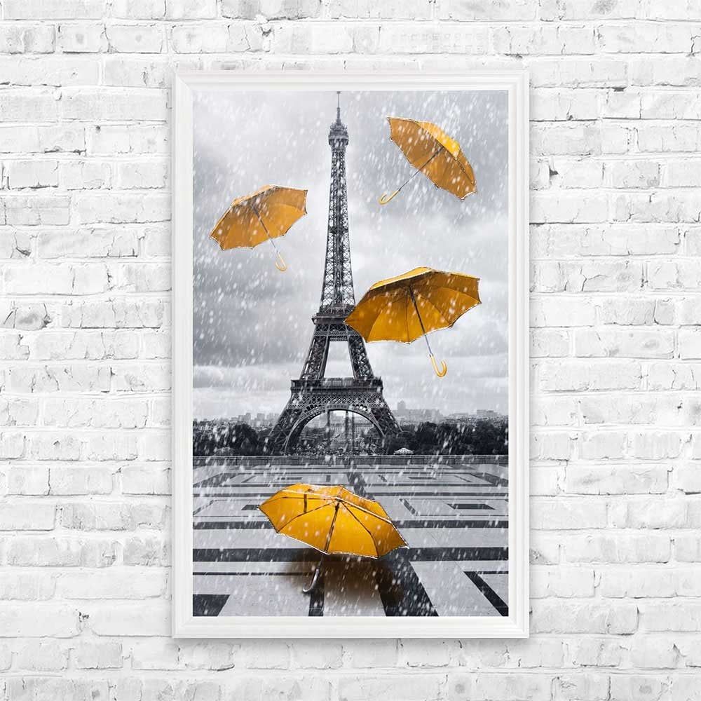 Yellow Umbrellas At The Eiffel Tower Paris Framed Wall Artshh Pertaining To 2017 Tower Wall Art (View 13 of 20)
