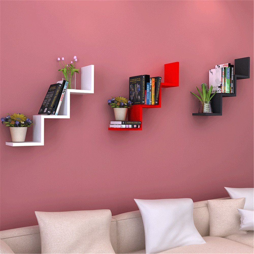 Zerone Creative Wall Mounted W Shelves, Minimalist Modernist Style In Recent Wall Art With Shelves (View 2 of 20)