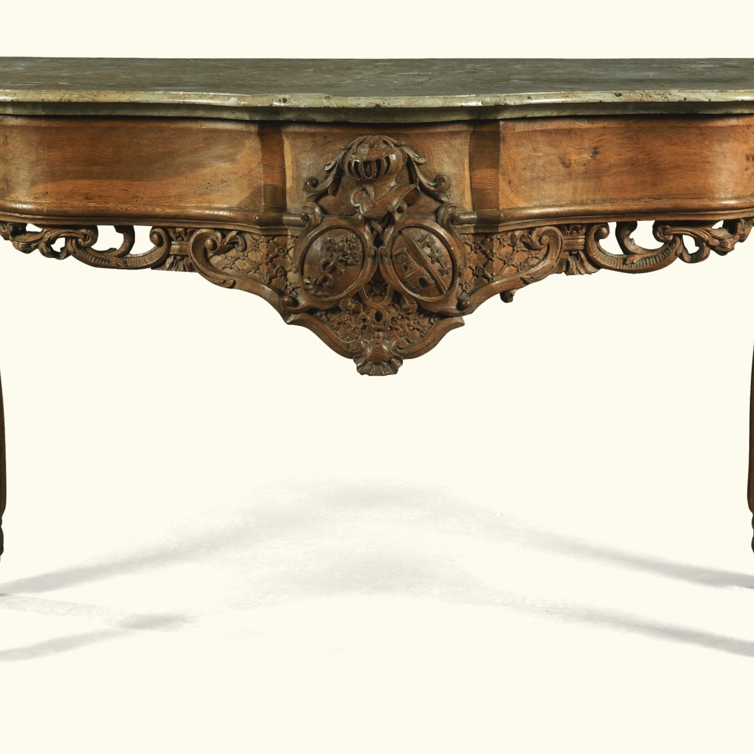 (#119) A Rococo Carved Oak Console Table With Marble Top South Germany In Honey Oak And Marble Console Tables (View 18 of 20)