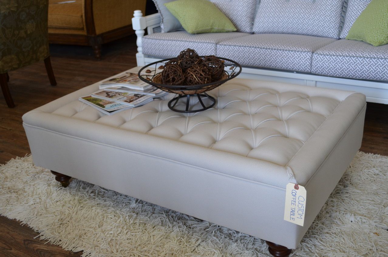 12 Round Tufted Leather Ottoman Coffee Table Inspiration For Tufted Ottoman Console Tables (View 7 of 20)