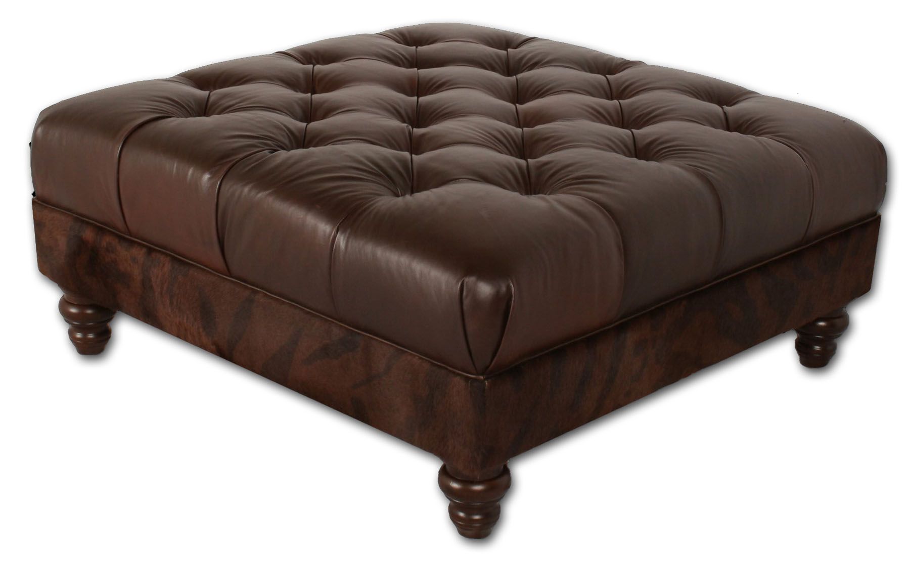 12 Round Tufted Leather Ottoman Coffee Table Inspiration Regarding White Leather And Bronze Steel Tufted Square Ottomans (View 7 of 20)