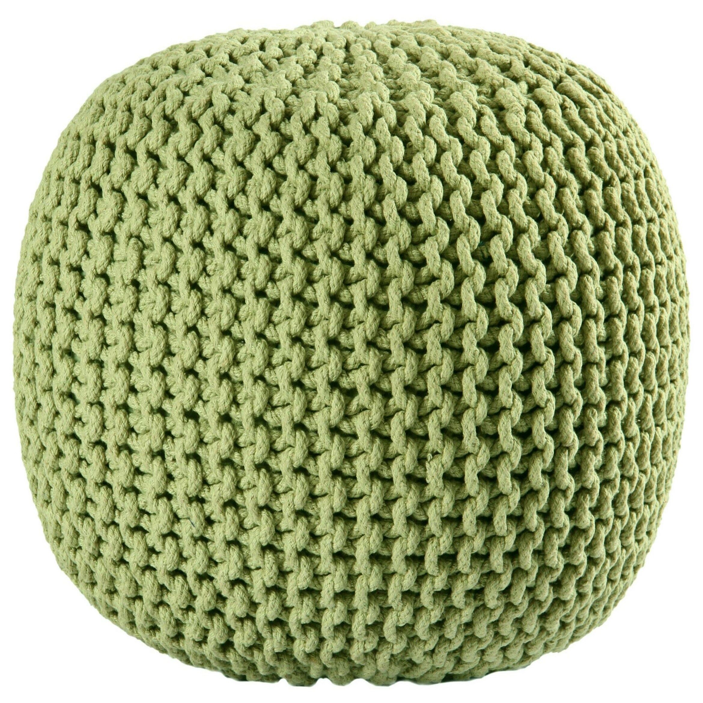 16" Green Cotton Rope Pouf Ottoman 692789919545 | Ebay Pertaining To Black And Natural Cotton Pouf Ottomans (View 15 of 20)