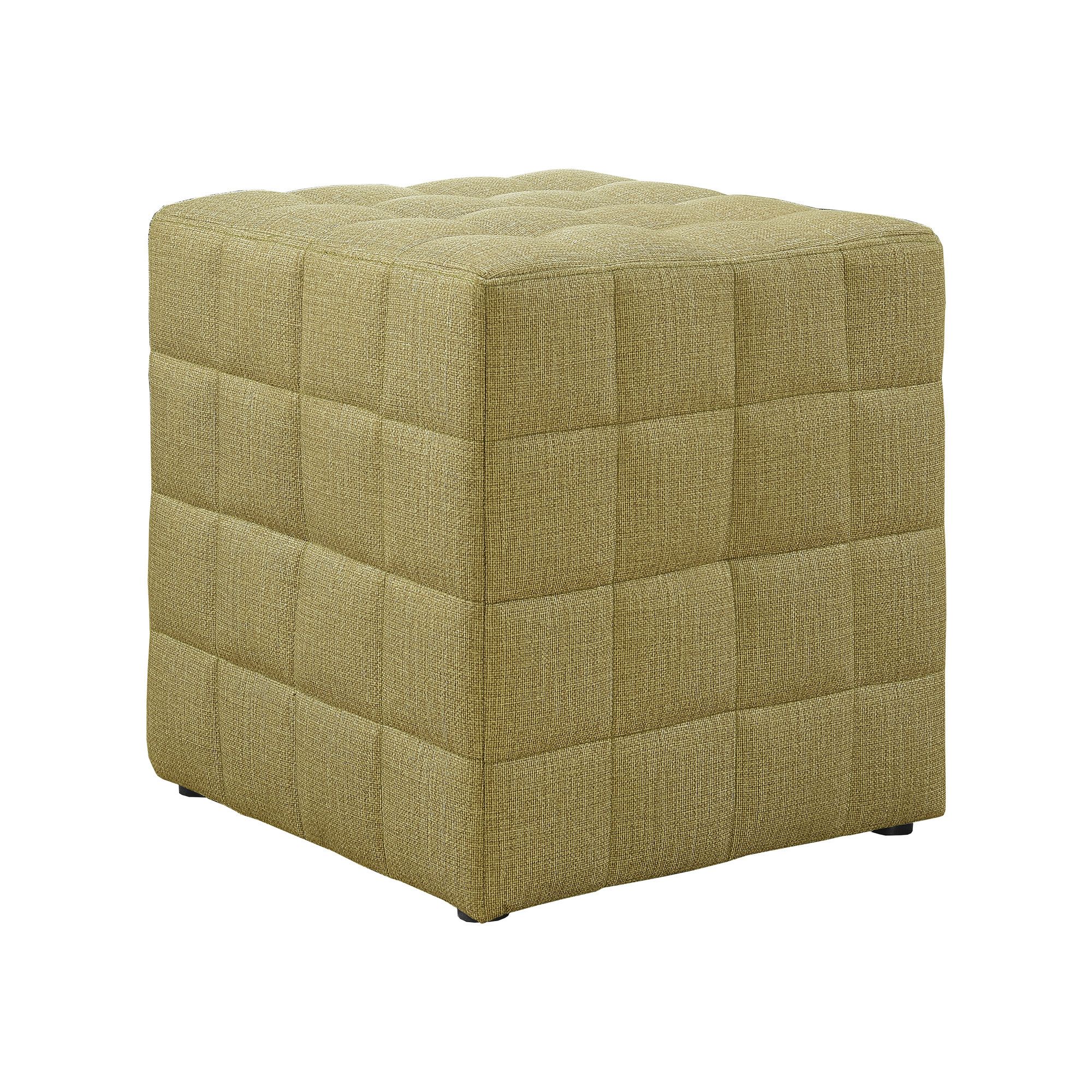 17" Olive Green Contemporary Solid Cubic Upholstered Ottoman – Walmart Within Green Pouf Ottomans (View 13 of 20)