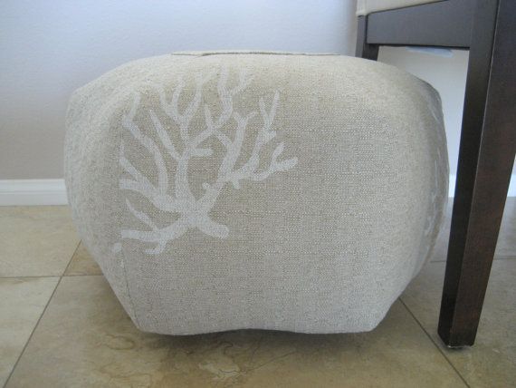 18" Ottoman Pouf Floor Pillow Natural Coral Beige White. $ (View 11 of 20)
