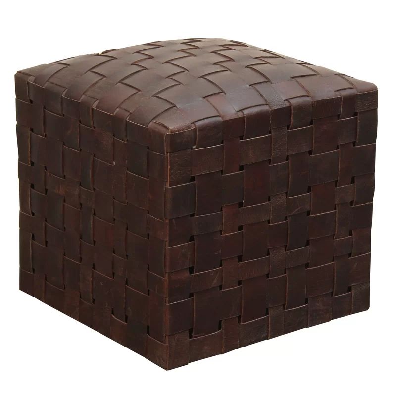 19'' Genuine Leather Square Cube Ottoman & Reviews | Joss & Main In For Solid Cuboid Pouf Ottomans (View 18 of 20)