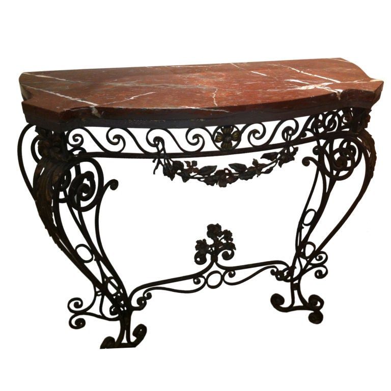 1930's Wrought Iron Console Table For Sale At 1stdibs For Metal Console Tables (View 14 of 20)