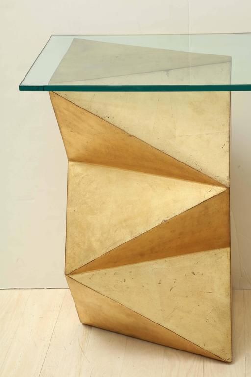1970s French Geometric Form Giltwood And Glass Console Table For Sale Intended For Geometric Console Tables (View 17 of 20)