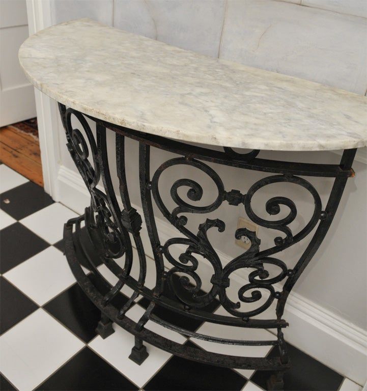 19th C English Marble And Wrought Iron Curved Console Table For Sale At With Round Iron Console Tables (View 20 of 20)
