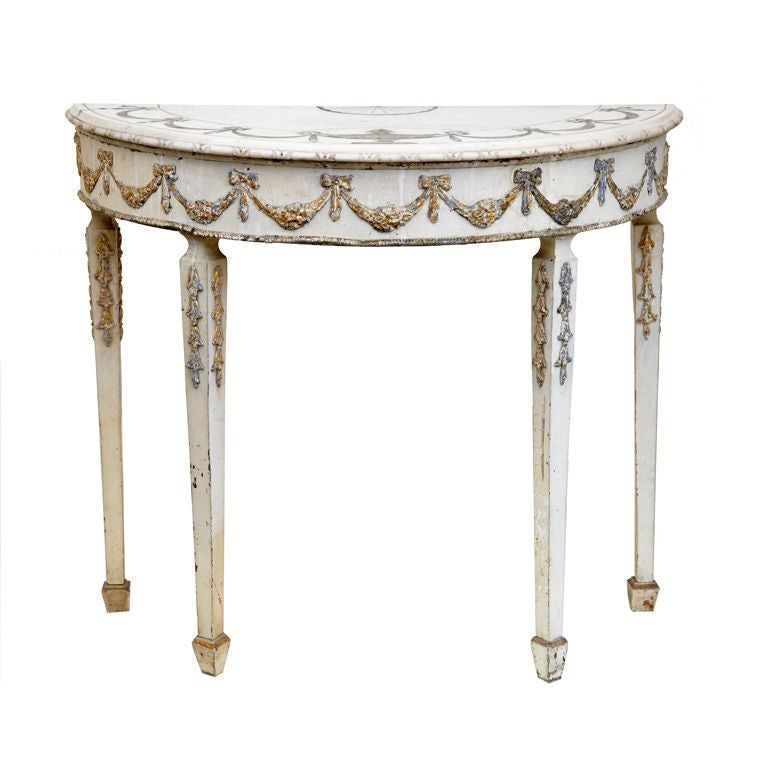 19th Century Demi Lune Antique Marble Top Console Table At 1stdibs Throughout Marble Top Console Tables (View 19 of 20)