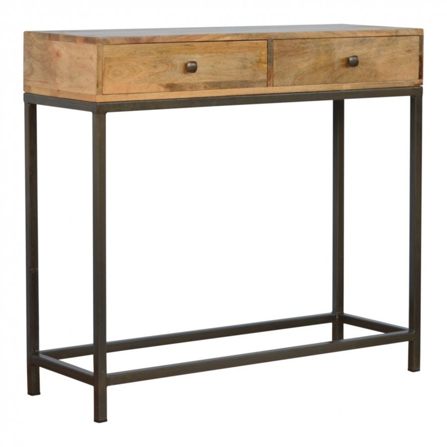 2 Drawer Console Table With Iron Base Inside Round Iron Console Tables (View 14 of 20)