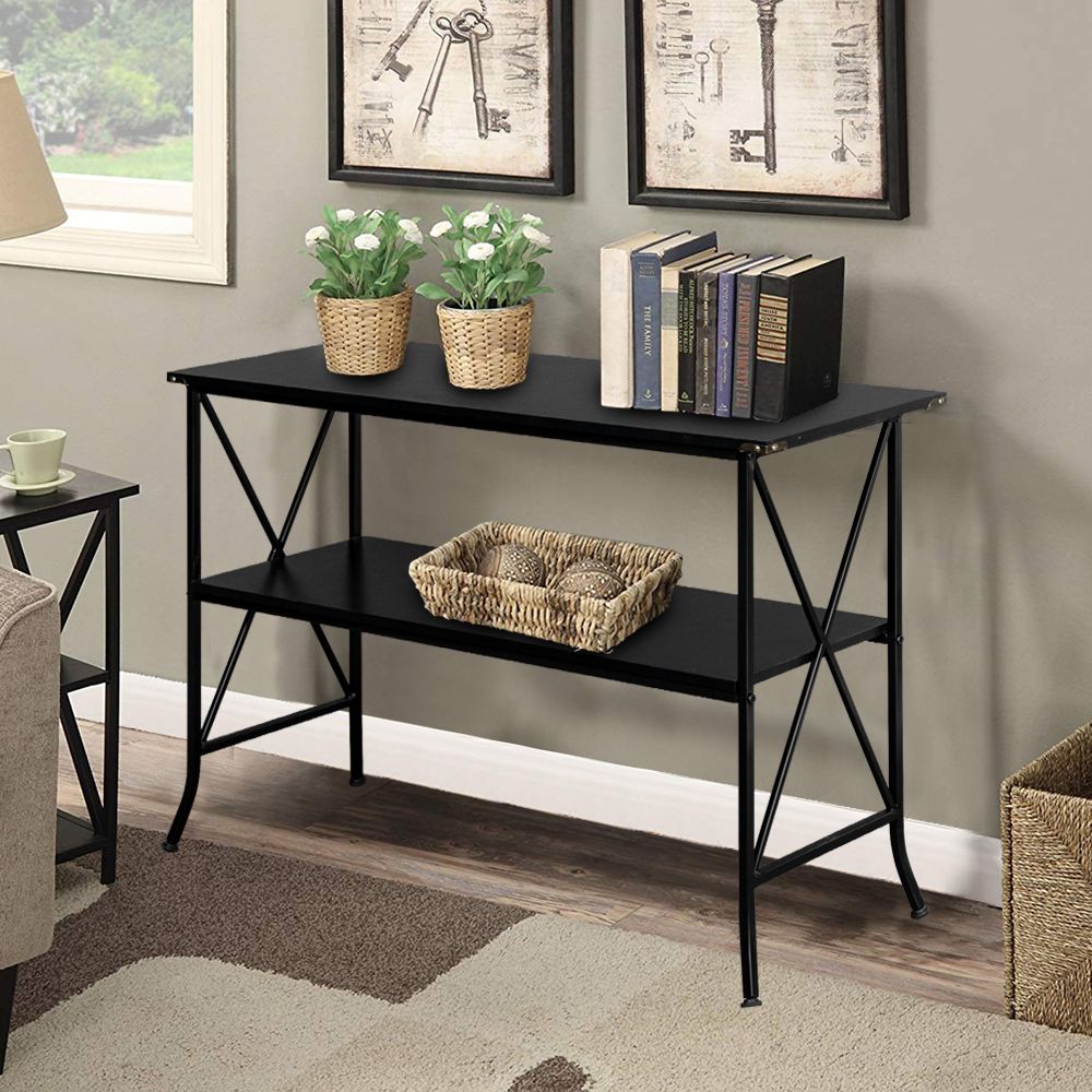2 Tier Console Table, Entryway Accent Table With Storage Shelf, Black For Open Storage Console Tables (View 10 of 20)