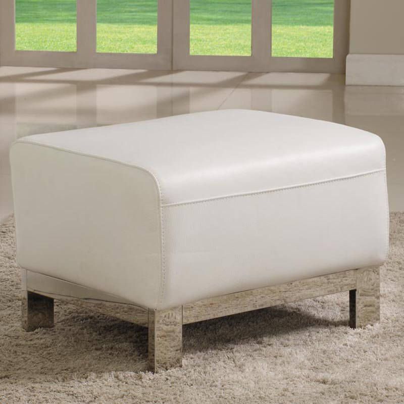 25 White Leather Ottomans (square & Rectangle) With White Solid Cylinder Pouf Ottomans (View 1 of 18)