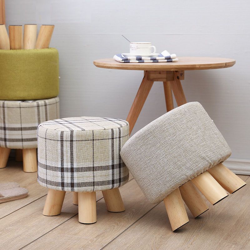 28x25cm Round Taboret Stool Wooden Bedroom Dining Furniture Shoe Rack With Wooden Legs Ottomans (View 10 of 20)