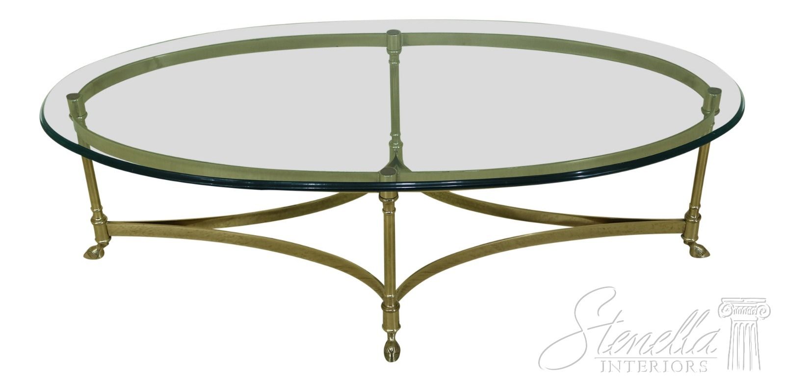 32017ec: Labarge Oval Brass & Glass Regency Coffee Table | Ebay Throughout Glass And Gold Oval Console Tables (View 7 of 20)