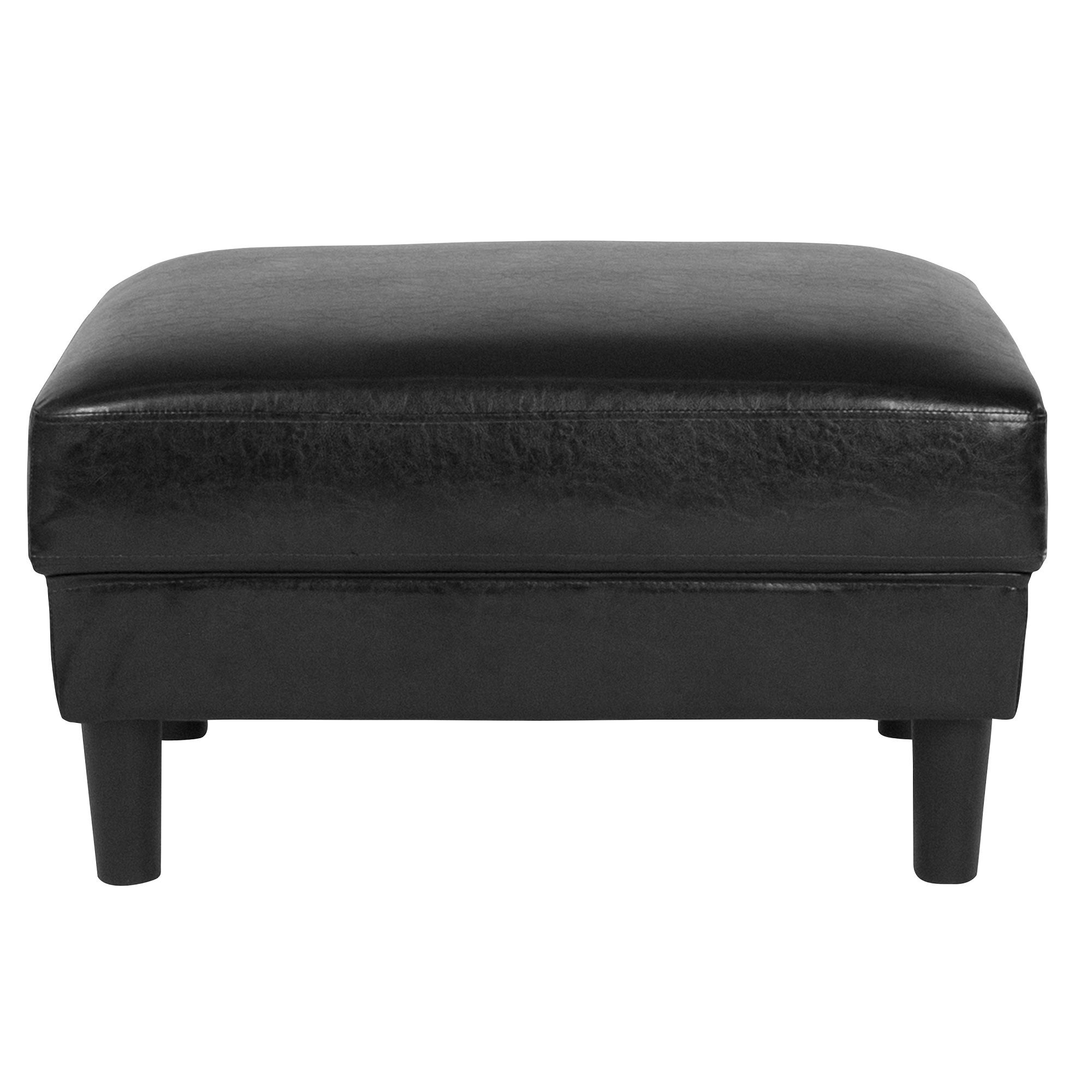 34" Black Leather Upholstered Rectangular Foot Stool Ottoman – Walmart Inside Black Leather Ottomans (View 12 of 20)
