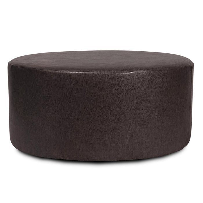 36" Faux Leather Round Solid Color Cocktail Ottoman | Round Ottoman Intended For Multi Color Botanical Fabric Cocktail Square Ottomans (View 10 of 20)