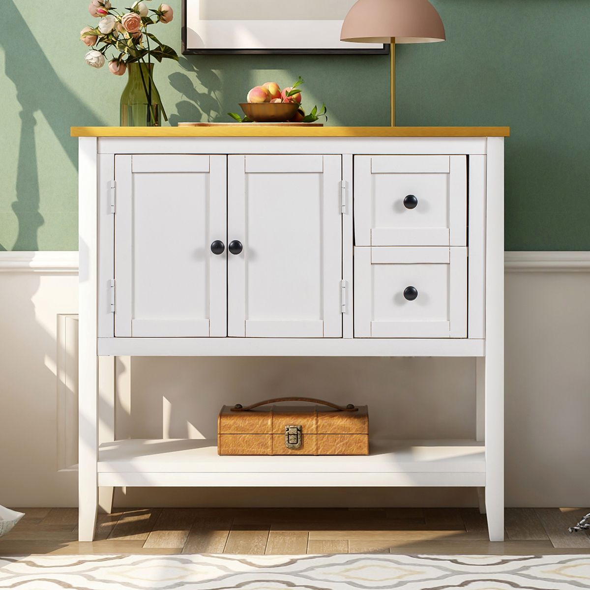 36 Inch Entryway Console Sofa Table Buffet Sideboard Storage Cabinet With Regard To Open Storage Console Tables (View 11 of 20)