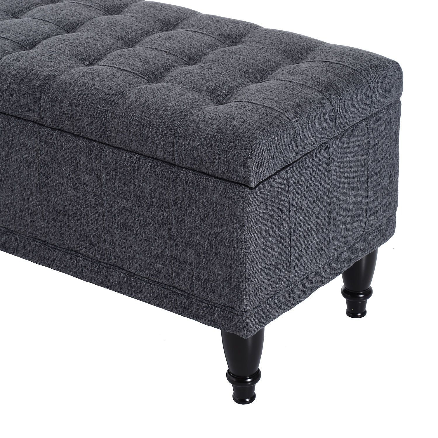 42" Lift Top Storage Ottoman Tufted Fabric Shoe Bench Footrest Stool Within Charcoal Fabric Tufted Storage Ottomans (View 12 of 20)