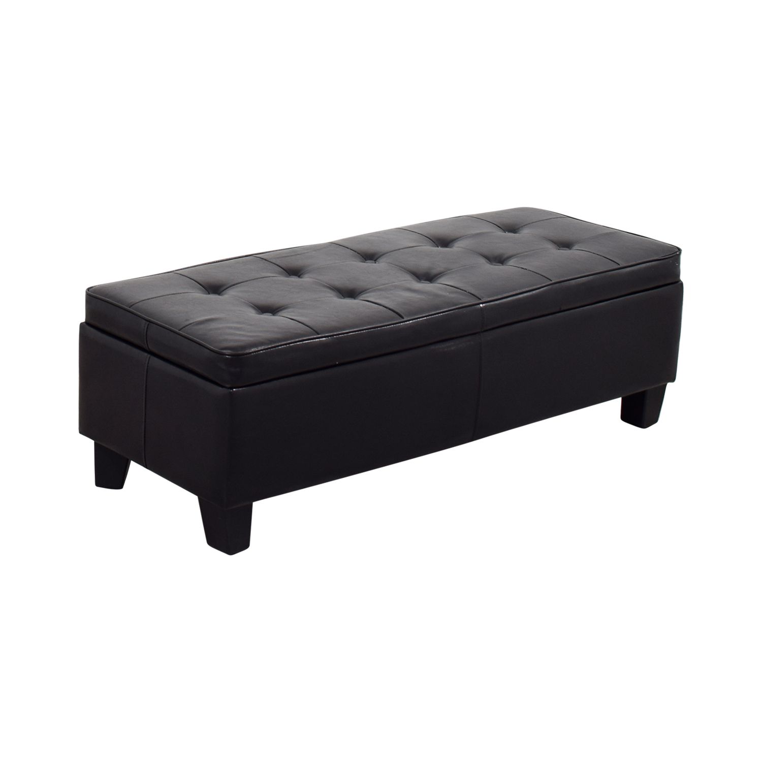 42% Off – Black Tufted Faux Leather Ottoman With Storage / Storage Pertaining To Black Faux Leather Storage Ottomans (View 18 of 20)