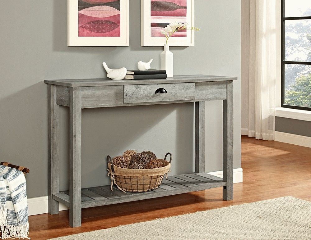 48" Country Style Entry Console Table In Gray Wash – Walker Edison For Gray Wash Console Tables (View 7 of 20)