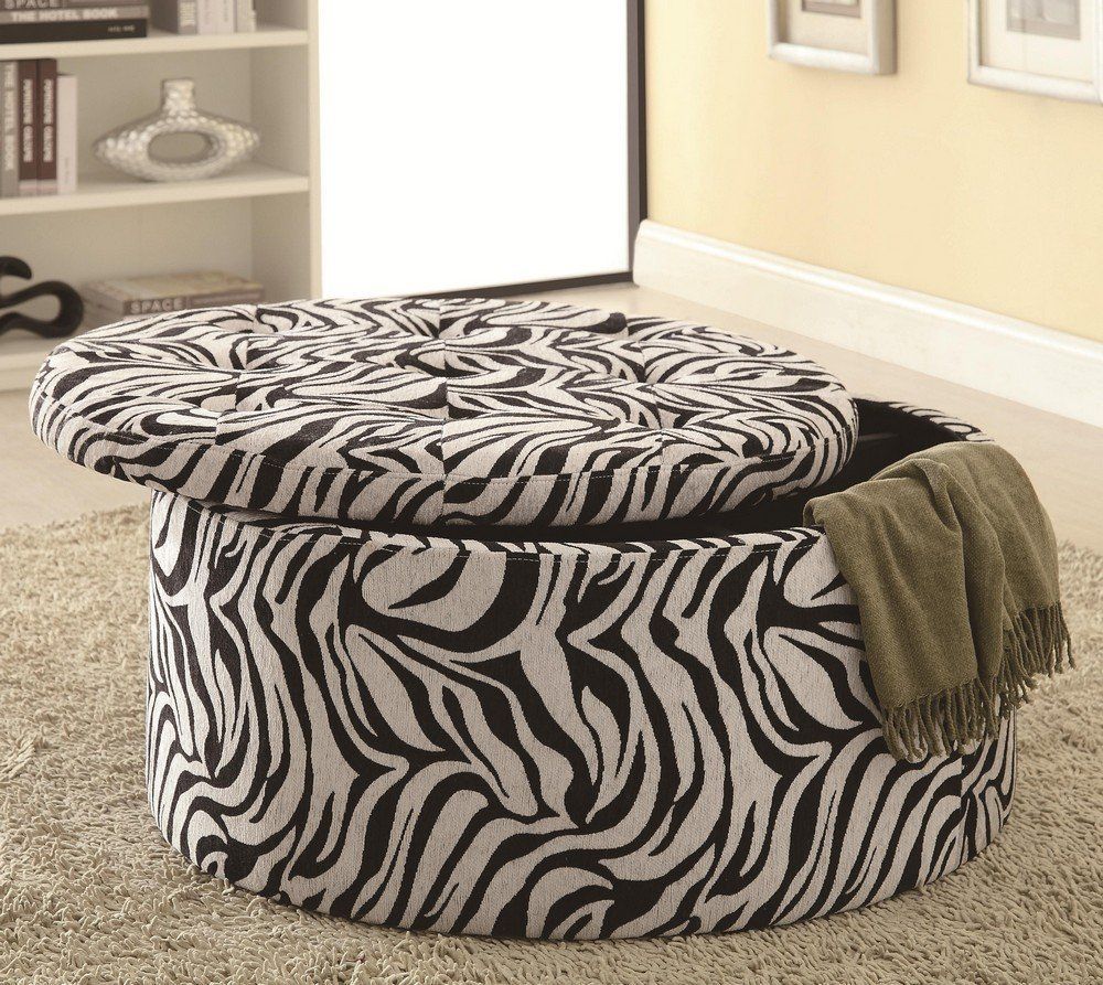5 Best Zebra Ottoman – No Drab Room Any More – Tool Box With Gray And Brown Stripes Cylinder Pouf Ottomans (View 15 of 20)