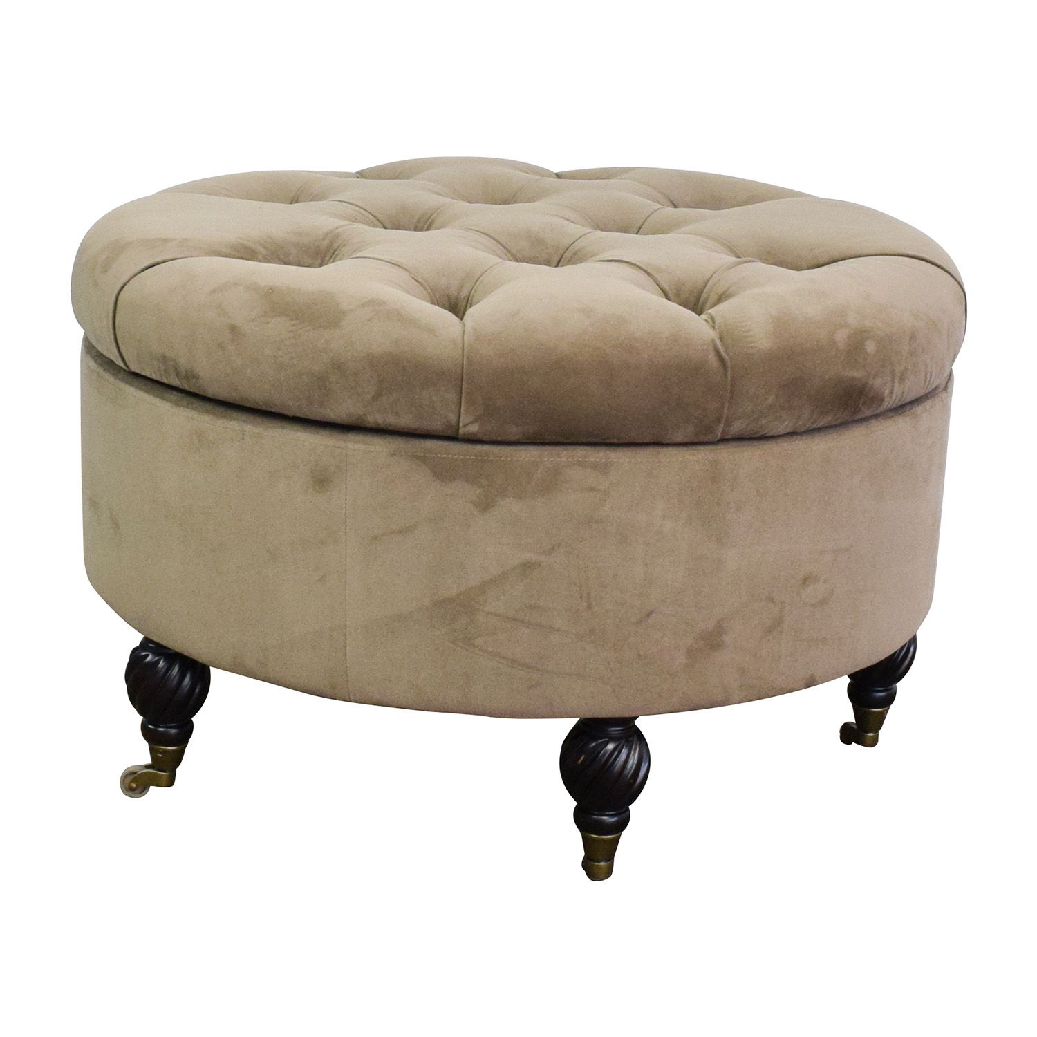 55% Off – Frontgate Frontgate Round Tufted Storage Ottoman / Storage With Regard To Tufted Ottomans (View 10 of 20)