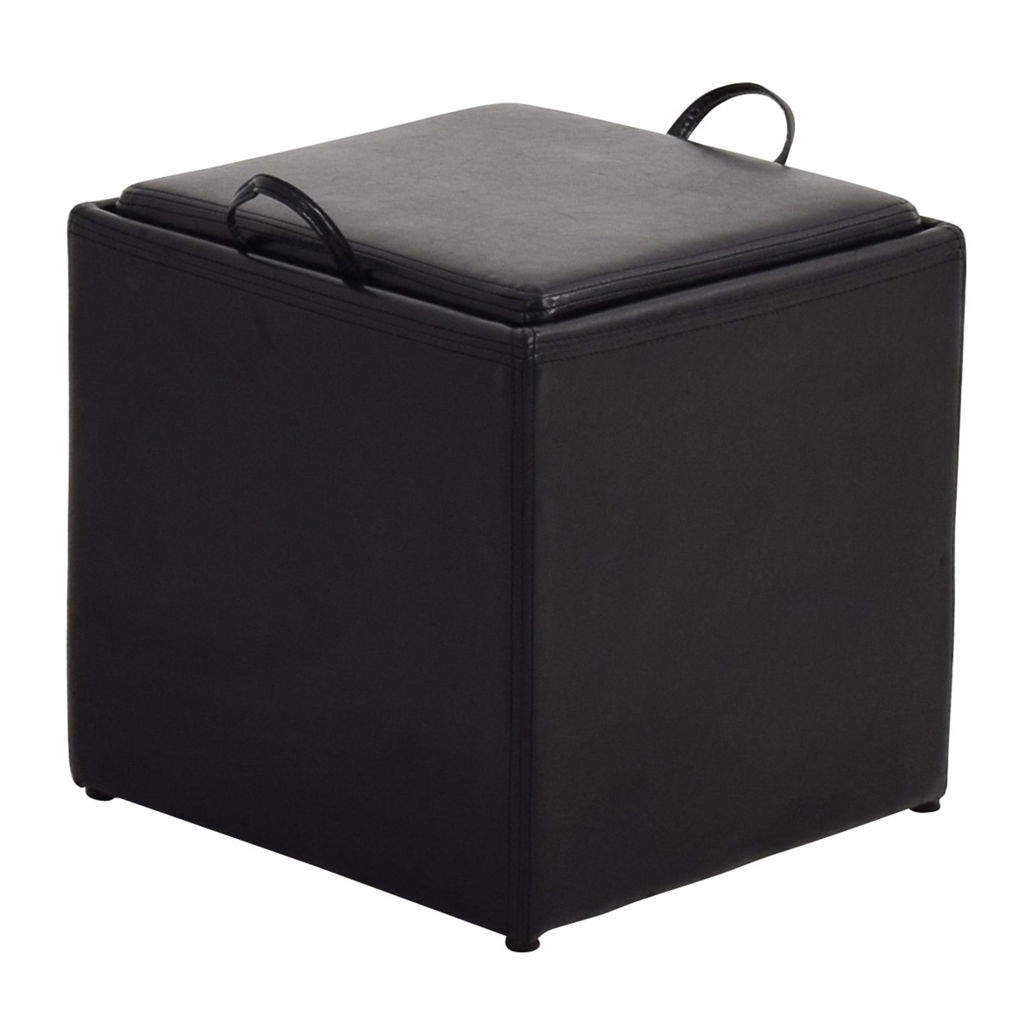 70% Off – Black Leather Storage Ottoman With Smaller Ottoman / Chairs Intended For Black Leather Ottomans (View 5 of 20)