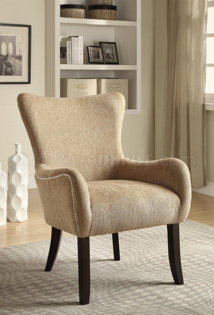 902503 Accent Chair Set Of 2 In Sand Chenille Fabriccoaster Pertaining To Gray Chenille Fabric Accent Stools (View 1 of 20)
