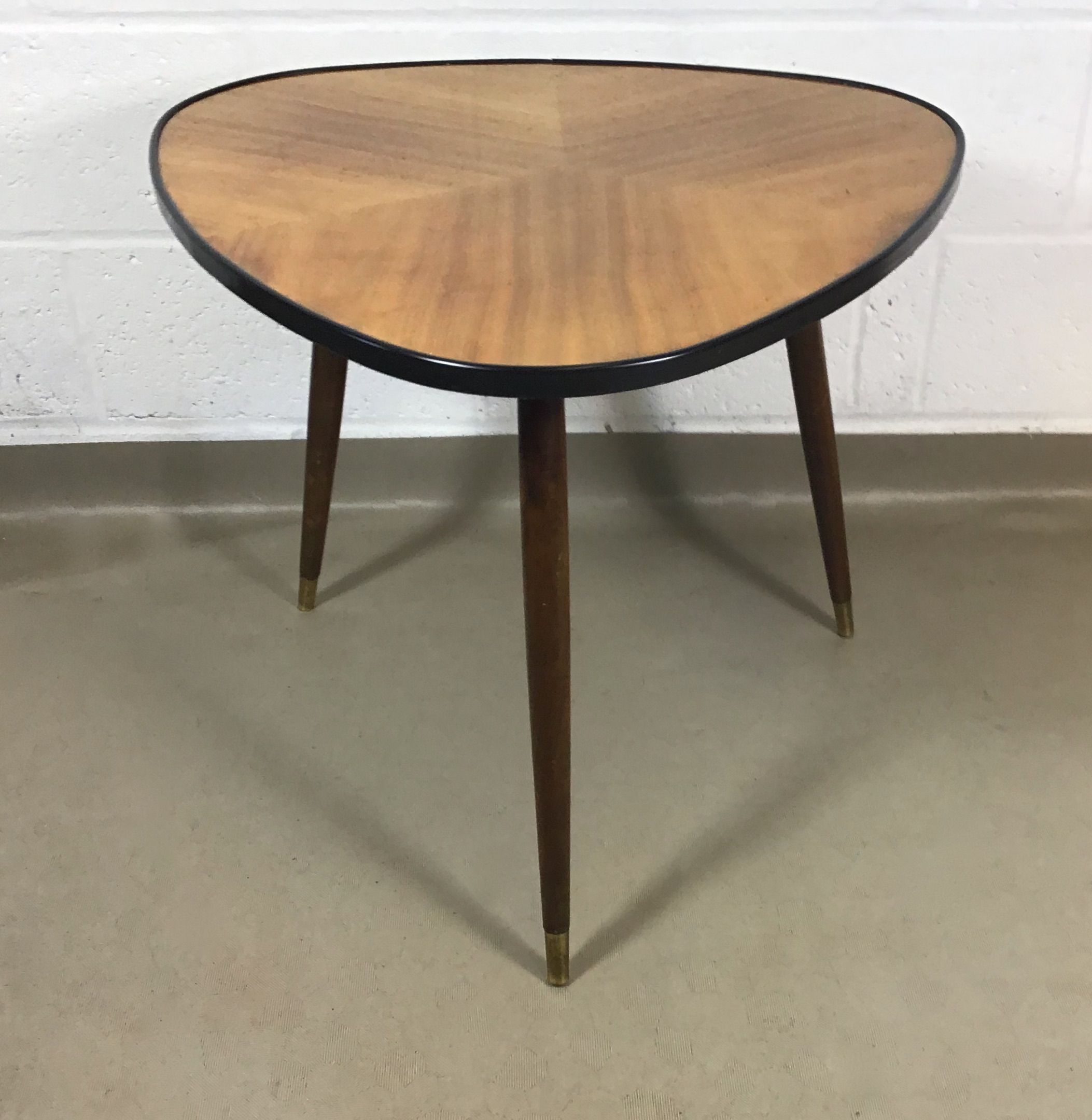 A 1950's Marquetry Topped High Lustre Triangular Occasional/sofa Table For Triangular Console Tables (View 3 of 20)