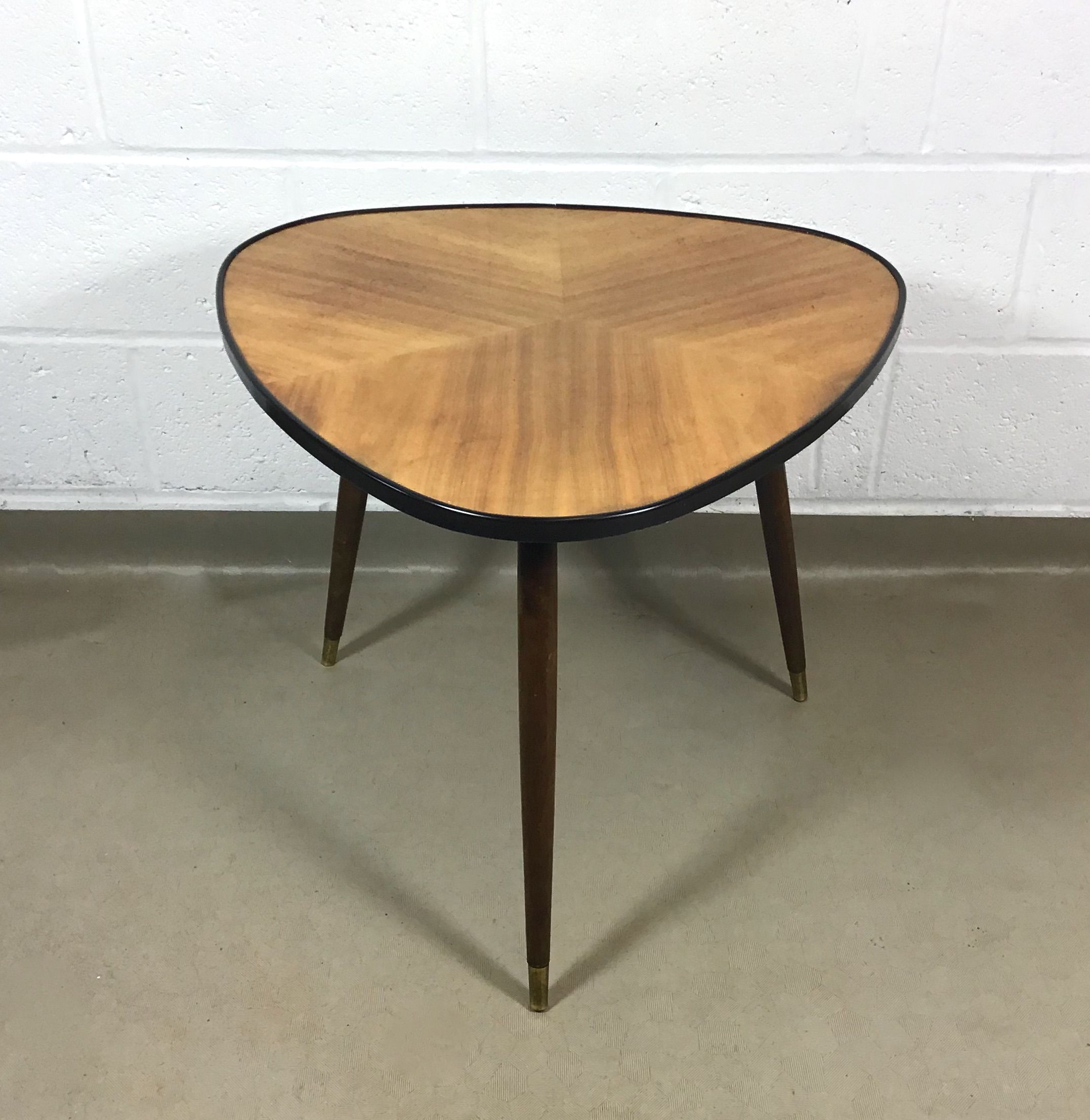 A 1950's Marquetry Topped High Lustre Triangular Occasional/sofa Table Intended For Triangular Console Tables (View 4 of 20)