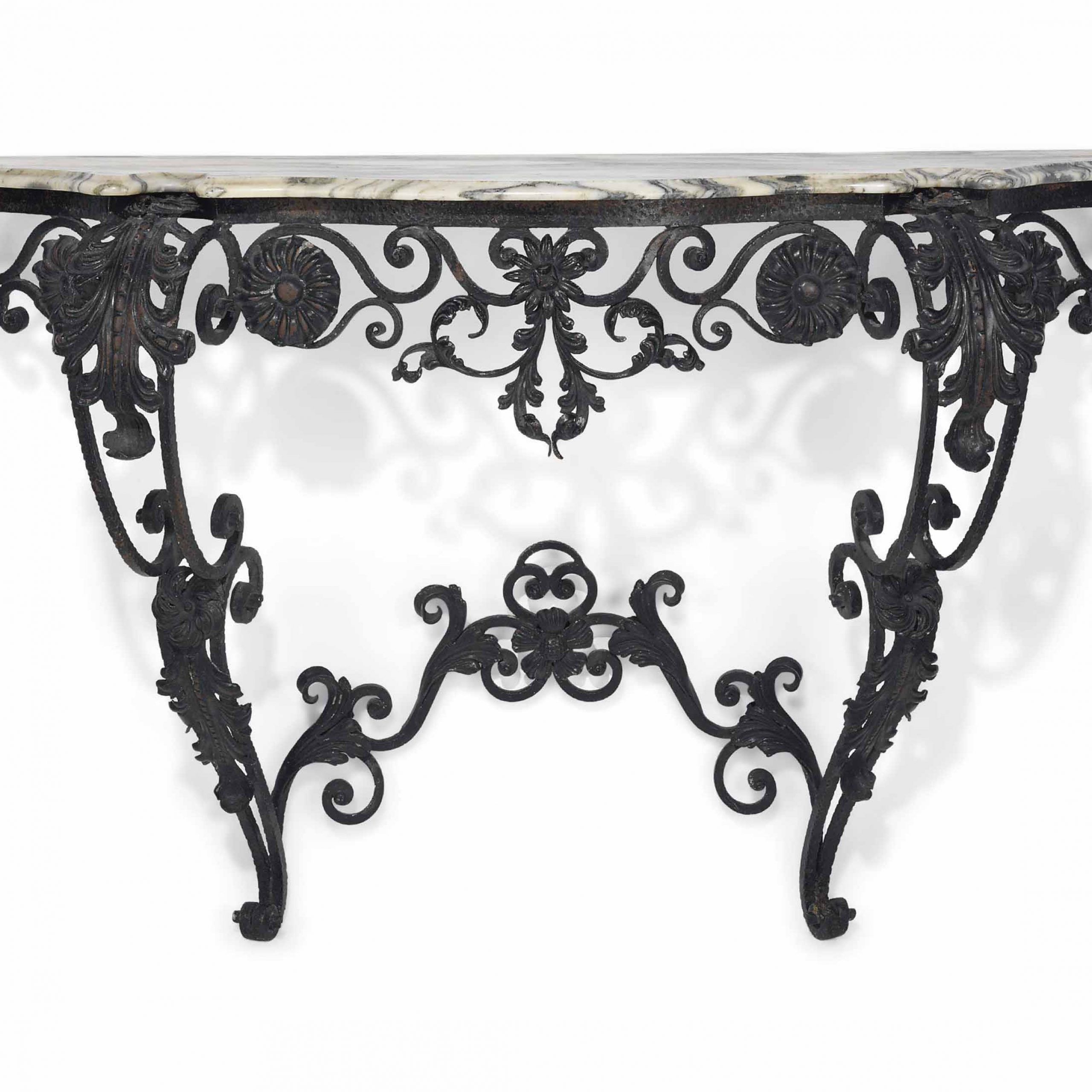 A French Black Painted Wrought Iron Console Table , 1930s 40s | Christie's In Wrought Iron Console Tables (View 7 of 20)