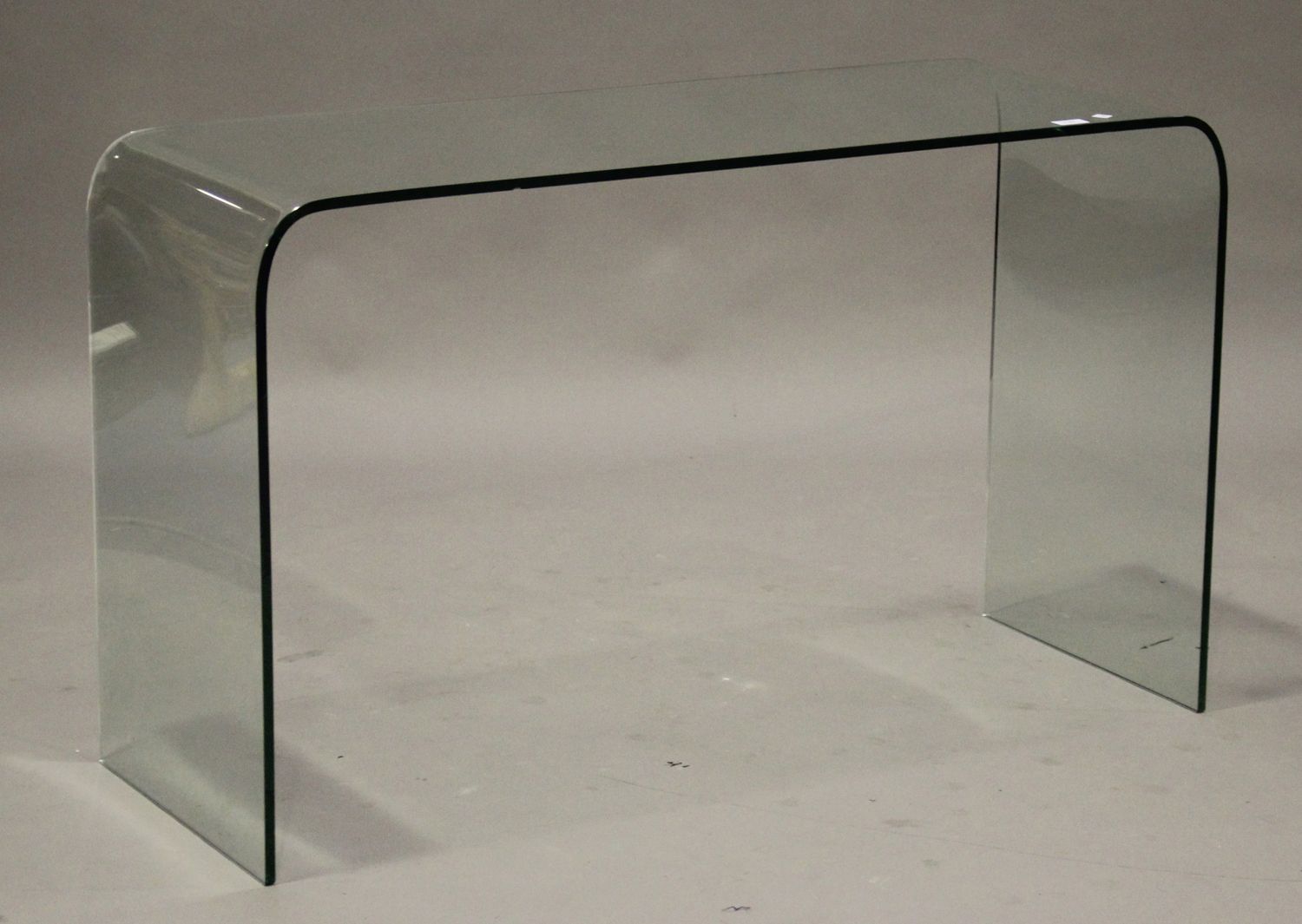 A Modern Clear Glass Console Table Of Curved 'u' Form, Height 72cm Inside Clear Glass Top Console Tables (View 12 of 20)
