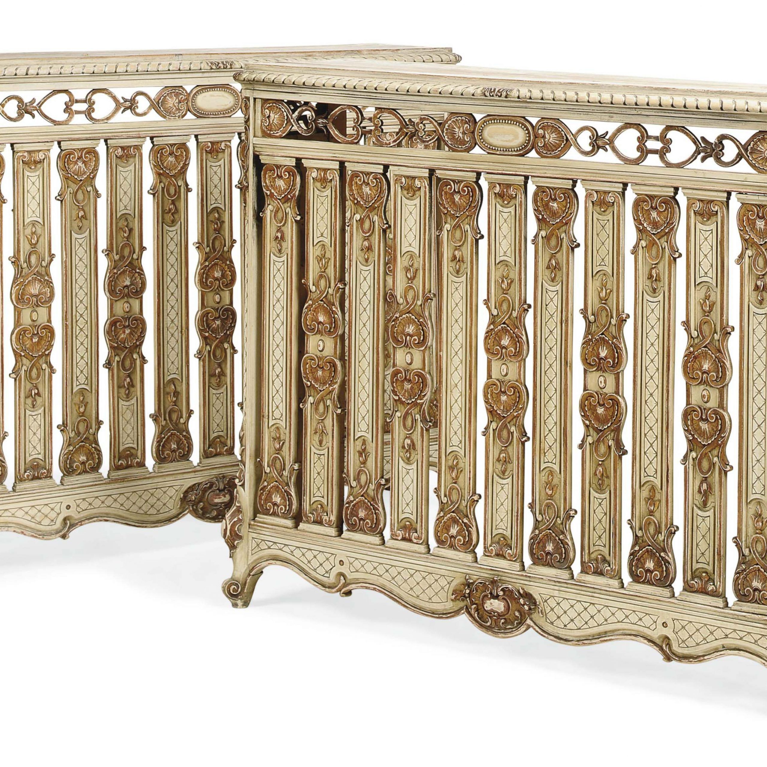 A Pair Of French Cream And Gold Painted Carved Wood Radiator Covers Intended For Cream And Gold Console Tables (View 18 of 20)
