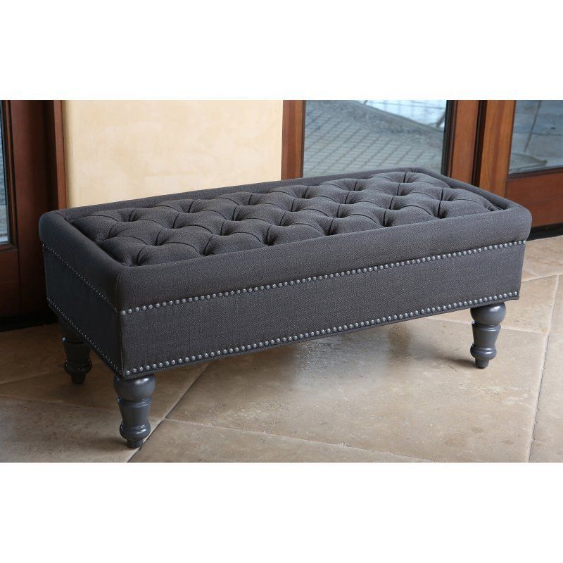 Abbyson Living Clairemont Tufted Linen Ottoman | Www (View 9 of 20)