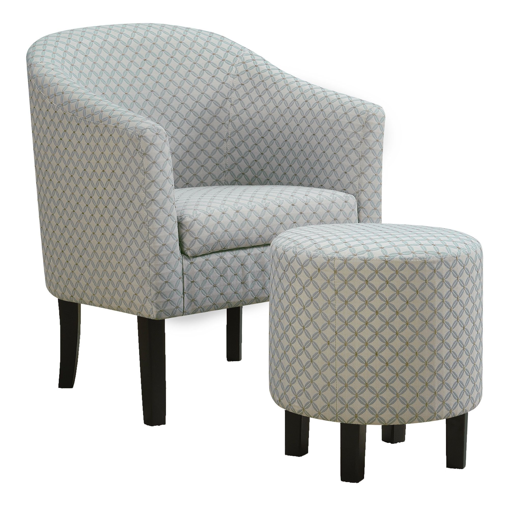 Accent Chair – 2pcs Set / Light Blue Geometric Fabric – Victoria Rose Decor Intended For Light Beige Round Accent Stools (View 17 of 20)