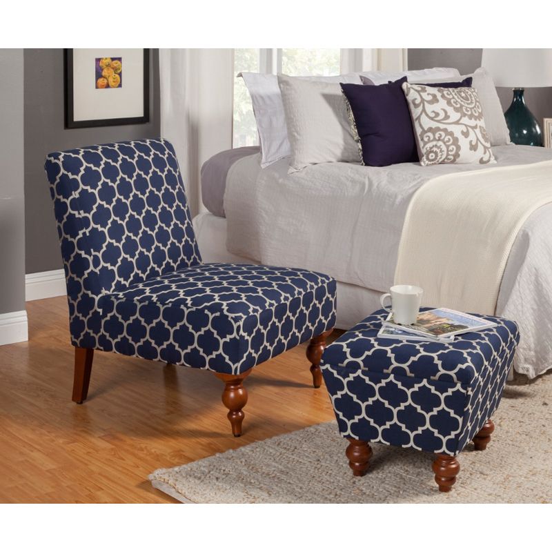 Accent Chair With Storage Ottoman / Kinfine Usa Armless Accent Chair Within Blue Fabric Nesting Ottomans Set Of  (View 7 of 20)