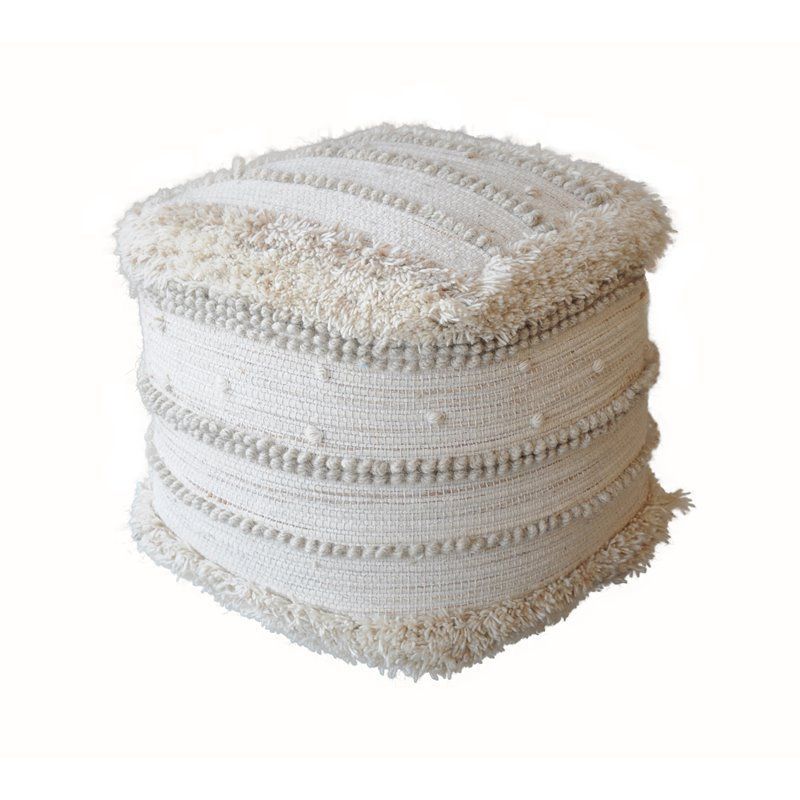 Acme Nabisco Pouf In Ivory Wool – 96421 | Cymax Stores | Pouf, Pouf Within White Ivory Wool Pouf Ottomans (View 17 of 20)