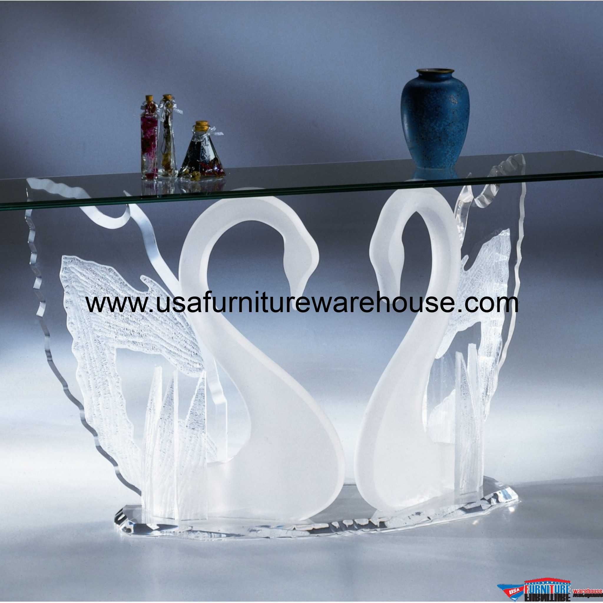 Acrylic Clear Legend Swan Sofa Table With Glass Top Regarding Gold And Clear Acrylic Console Tables (View 8 of 20)