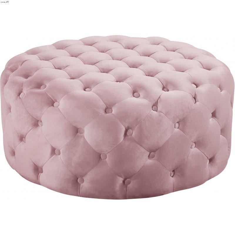 Addison Pink Velvet Upholstered Tufted Ottoman/bench Pertaining To Glam Light Pink Velvet Tufted Ottomans (View 7 of 20)